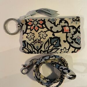 Vera Bradley ID Case with Matching Lanyard in Lisbon Medallion Pattern